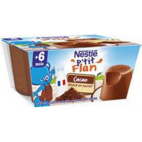 Nestlé P’tit Flan Chocolat (+6 mois) par 4 pots de 100g (lot de 8 soit 32 pots)