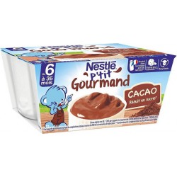Nestlé P’tit Gourmand Chocolat Riche en Calcium (+8 mois) par 4 pots de 100g (lot de 8 soit 32 pots)