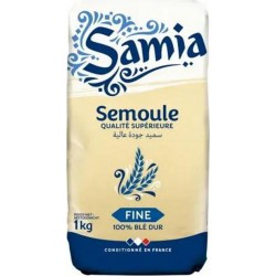 Samia Semoule Fine de Qualité Supérieure 100% Blé Dur 1Kg (lot de 6)