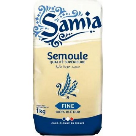 Samia Semoule Fine de Qualité Supérieure 100% Blé Dur 1Kg (lot de 6)