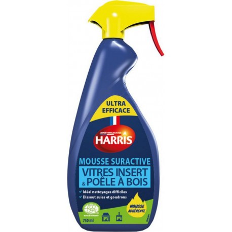 HARRIS Mousse suractive nettoyante pour Vitres insert & Poêle à bois ECOCERT 750ml (lot de 3)