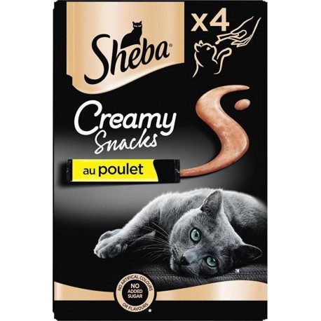 SHEBA Creamy snacks friandises au poulet pour chat adulte 48g