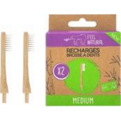 FEEL NATURAL Recharges brosse à dents en bambou medium X2