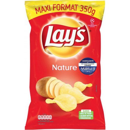 Lay's Chips Nature Maxi Format 350g (lot de 6)