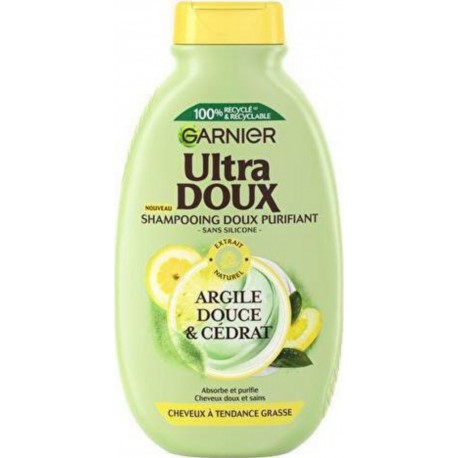 GARNIER Shampooing Ultra Doux Argile Douce et Cédrat 300ml (lot de 4)