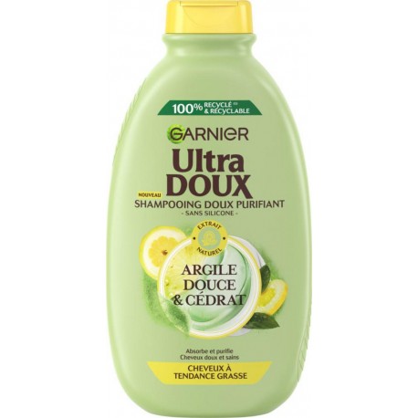 GARNIER Shampooing Ultra Doux Argile Douce et Cédrat 400ml (lot de 4)