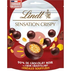 Lindt Sensation Crispy Céréales soufflées 90% de Chocolat Noir 140g