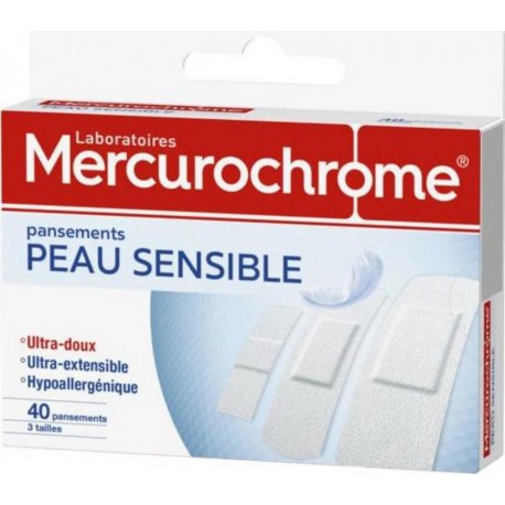 Mercurochrome Pansements peau sensible x40 boîte 40