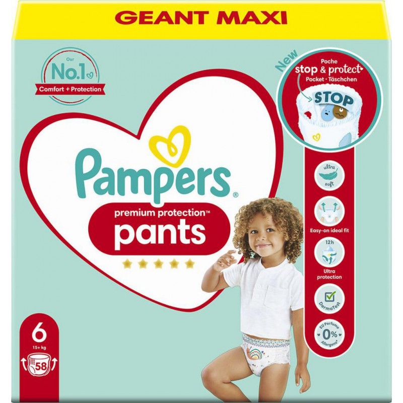 Pampers Culottes Premium Protection Taille 6 x58 - DISCOUNT
