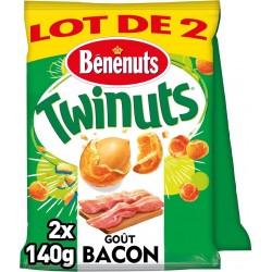 Bénénuts Twinuts Cacahuètes goût Bacon 2x140g 280g