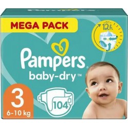 Pampers Couches Baby Dry Géant maxi T3 x104