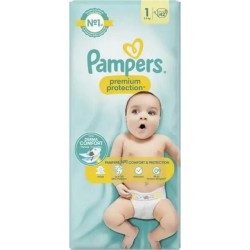 Pampers Couches bébé Taille 1 (2-5Kg) Premium Protection x42