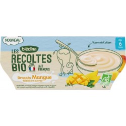 Blédina Les Récoltes Bio Brassés Mangue Réduit en Sucres (dès 6 mois) par 4 pots de 100g (lot de 4)