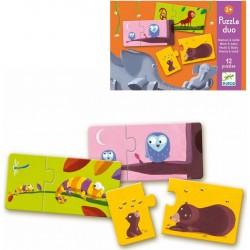 DJECO 12 PUZZLES CARTON 2 PIECES MAMAN BEBE