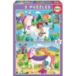 EDUCA 2 PUZZLES DE 20 PIECES LICORNES ET FÉES