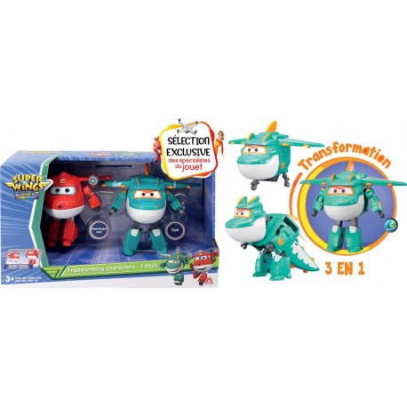 ALPHA SUPER WINGS COFFRET 2 TRANSFORMING JETT + DINO TINO 12.5 CM