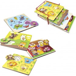 L'ATELIER PUZZLES EN BOIS 4 PIECES BEBES ANIMAUX