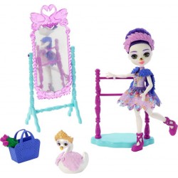 MATTEL COFFRET STUDIO DE DANSE DE SARELY CYGNE MINI-POUPÉE ENCHANTIMALS