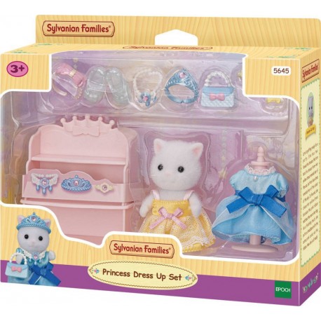 SYLVANIAN FIGURINE LA FILLE CHAT PERSAN ET SA PANOPLIE DE PRINCESSE PERSONNAGE ET TENUES