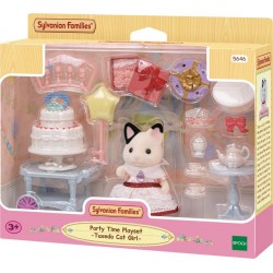 SYLVANIAN LA FILLE CHAT BICOLORE ET SON GOUTER D’ANNIVERSAIRE PERSONNAGES ET TENUES