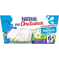 Nestlé P’tit Onctueux au Fromage Blanc Saveur Nature Sucré (+6 mois) par 4 pots de 100g (lot de 8 soit 32 pots)