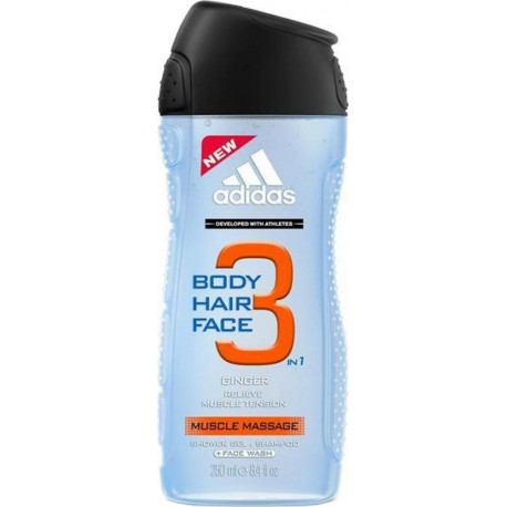 Adidas 3 en 1 Body Hair Face Muscle Massage Ginger Relieve Muscle Tension 250ml (lot de 6)