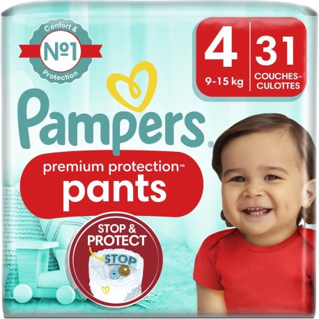 PAMPERS Couches-Culottes Premium Protection Taille 4 9Kg-15Kg x31