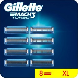 Gillette Mach3 Turbo Recharges De Lames De Rasoir Pour Homme à 3 Lames x8