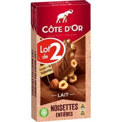 Côte d’Or Tablette de chocolat au lait et noisettes entières 2x180g