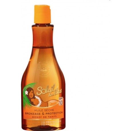 Soleil Des Îles Huile Sèche Bronzage & Protection SPF 10 Monoï de Tahiti Parfum des Îles 150ml (lot de 2)