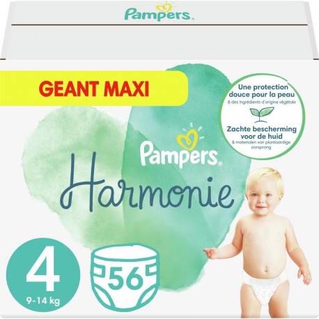 Pampers Couches Harmonie Taille 4 : 9-14Kg x56