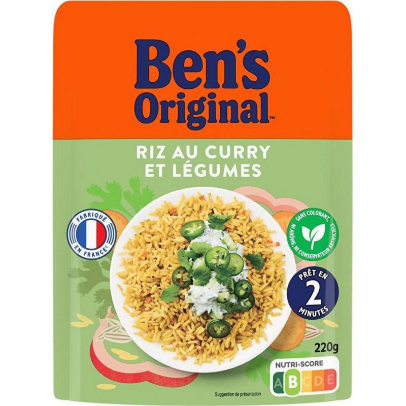 Ben's Original Riz au curry et légumes 2min 220g - DISCOUNT