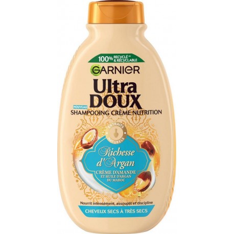 GARNIER LTRA DOUX Shampooing crème nutrition richesse d'argan cheveux secs à très secs flacon 250ml