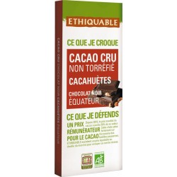 ETHIQUABLE Chocolat noir Equateur cacahuètes cacao cru 70% BIO 80g