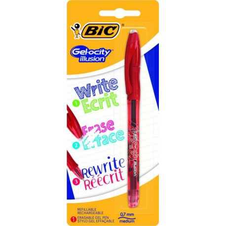 BIC ROLLER GEL EFFAÇABLE GEL-OCITY ILLUSION Rouge