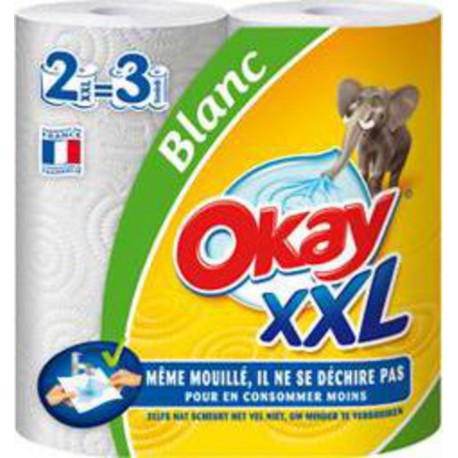 Okay XXL Essuie-tout compact blanc x2 rouleaux (lot de 3)