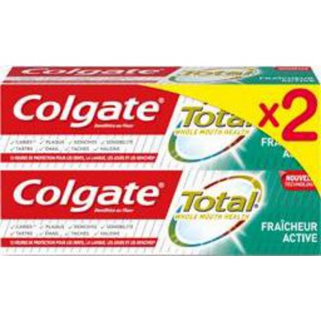 Colgate Dentifrice Total Fraîcheur active 2x75ml x2 tubes 75ml