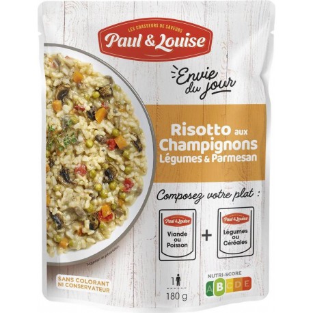 PAUL & LOUISE RISOTTO aux CHAMPIGNONS LEGUMES & PARMESAN 180g