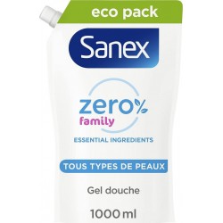 Sanex eco pack recharge Zéro% family hydratant ESSENTIAL INGREDIENTS TOUS TYPES DE PEAUX 1L