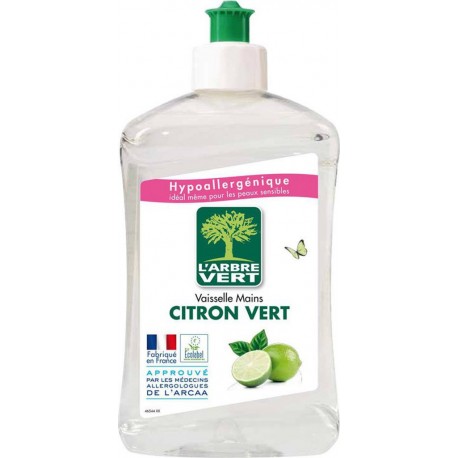 L'Arbre Vert L’Arbre Vert Vaisselle & Mains Hypoallergénique au Citron Vert 500ml (lot de 8)