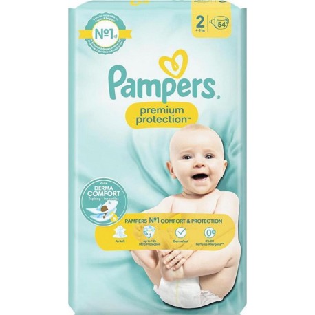 Pampers Couches bébé Taille 2 4Kg-8Kg premium protection x54