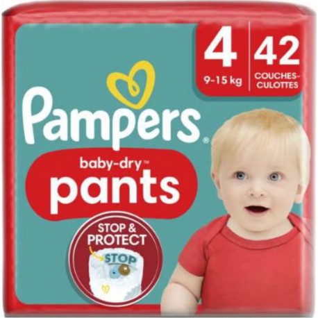 PAMPERS Baby-dry Pants couches-culottes 9-15Kg Taille 4 x42 (lot de 2 soit 84 couches)