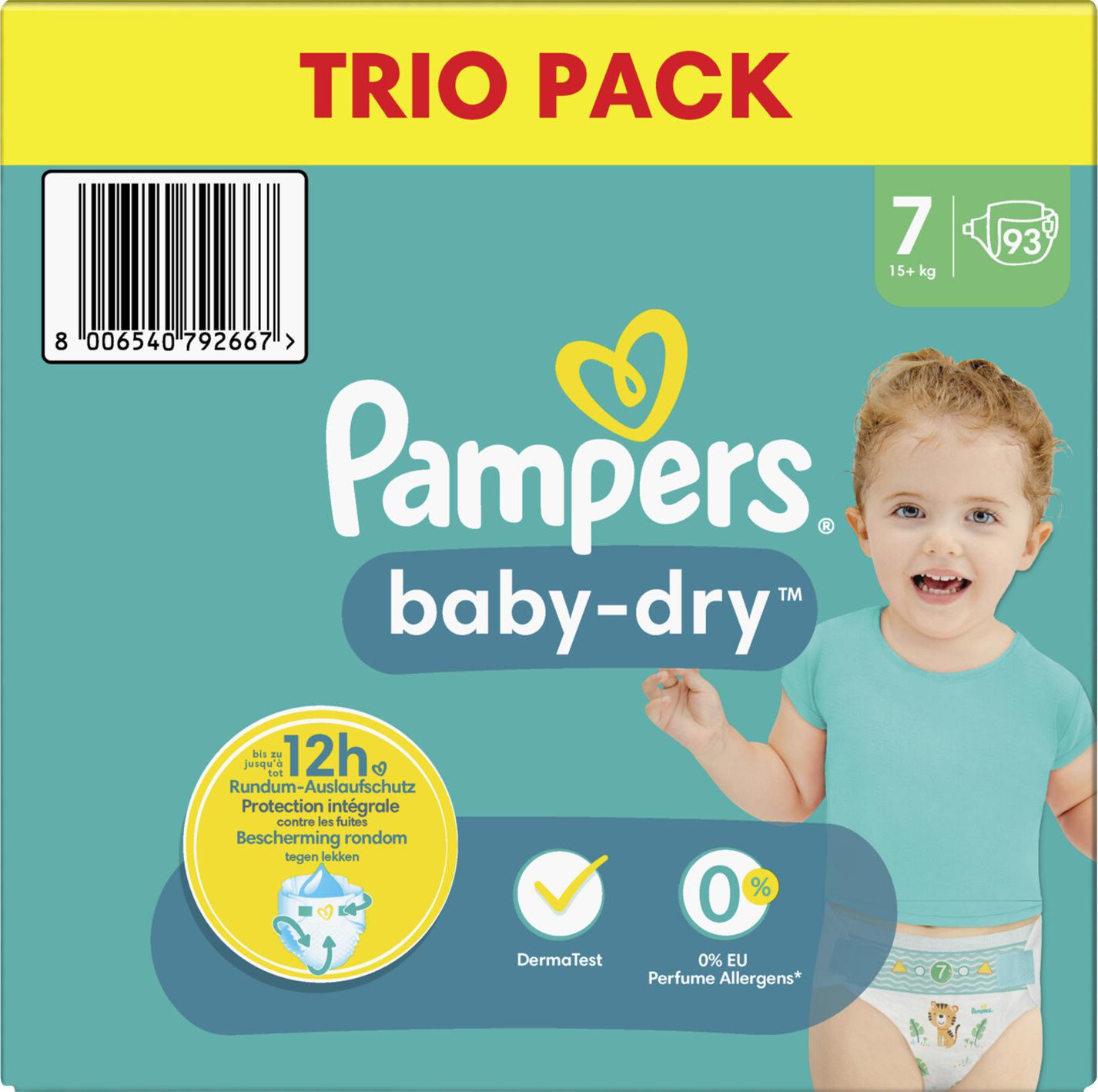 Couches Bébé Baby-Dry Taille 7 15Kg+ PAMPERS
