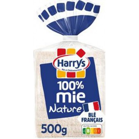 Harrys Pain de mie 100% mie Nature grandes tranche 500g