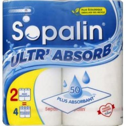 Sopalin Essuie-Tout Utlr'Absorb Blanc x2 (lot de 2 soit 4 rouleaux)