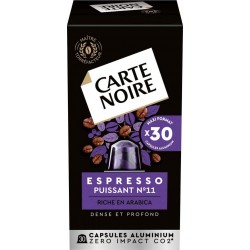 CARTE NOIRE ESPRESSO CAFE MOULU EN DOSETTE ARABICA 30 DOSETTES CAFE CAPSULE COMPATIBLE NESPRESSO SANS ORIGINE PROFOND & PUISSANT