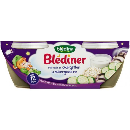 Blédina Blédiner Méli-Mélo de Courgettes et Aubergines Riz (dès 12 mois) par 2 pots de 200g (lot de 6 soit 12 pots)