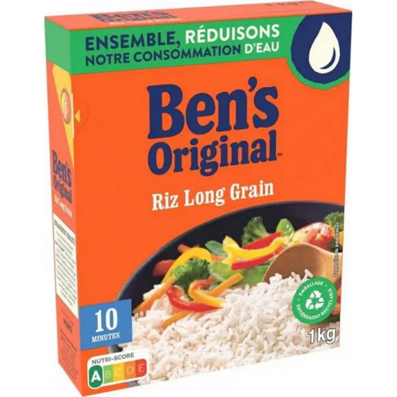 Ben's Original Riz Long Grain Cuisson rapide 10min 1Kg (lot de 2
