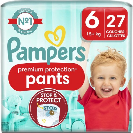 PAMPERS Couches-Culottes Premium Protection Taille 6 15Kg+ x27