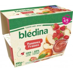 Blédina Compote bébé 4 mois Pommes fraises 4x100g 400g